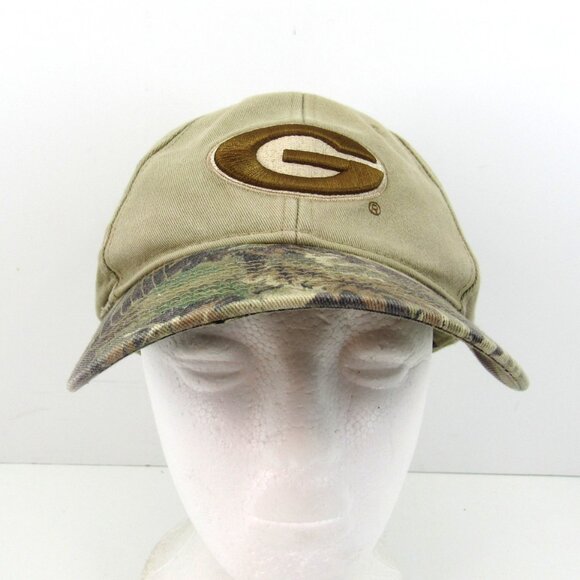 Georgia Bulldogs Embroidered Logo Men's Brown & Camo Adj Strap Back Cap Hat - Picture 2 of 8